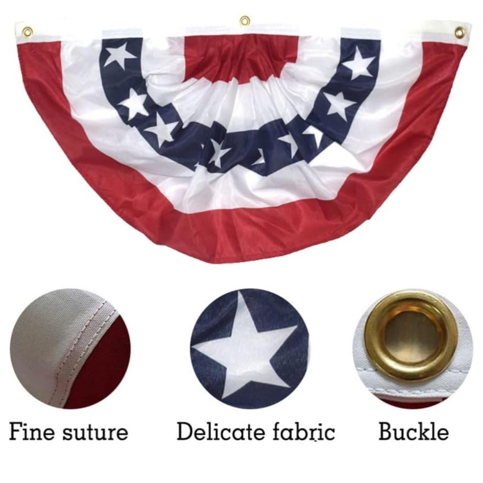 USA Half Fan Flag Bunting for Independence Day, Pleated American Flag Banner, Sector Fan Flags for Party and Outdoor Decor