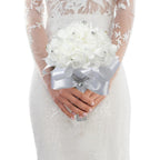 Crystal Diamond Rose Bridal Bouquet | Wedding Bride Bridesmaid Church & Party in Ivory White