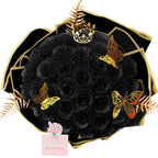 DIY Glitter Rose Bouquet Gift Set 24pcs | Graduation Birthday Gift with Stickers Ribbons Butterflies Crown in 7 Colors (Assembly Required)
