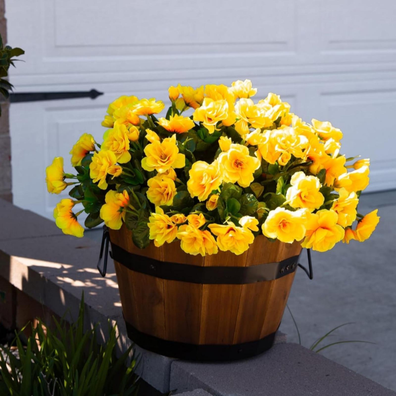 Outdoor Artificial Camellia Plants Set of 6 | Weather-Resistant Decorative Flowers for Porch Patio Garden & Entryway in White Pink Red Yellow