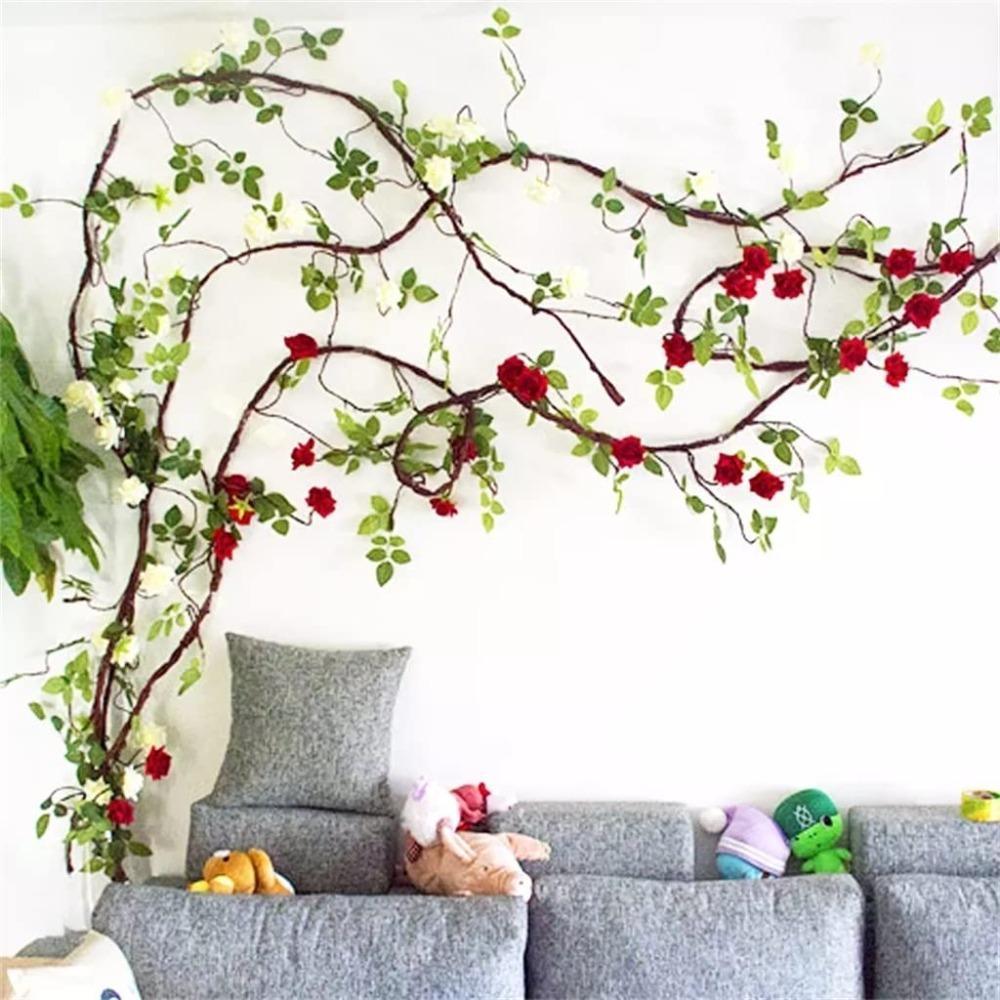 Artificial Flower Romantic Vine Garland | Wedding Arch Backdrop Wall Hanging & Home Decor in Red