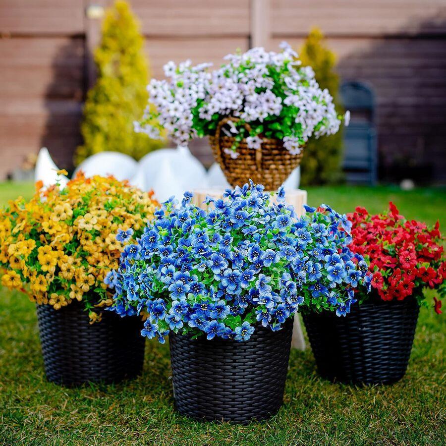 Artificial Boxwood Greenery Bundles Set of 6 | UV Resistant Faux Shrubs for Outdoor & Indoor Decor