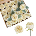 Artificial Rose Heads Bulk | Wedding Centerpiece Bouquet Home Decor & DIY in Blue White Red Pink Champagne Orange 8 Colors