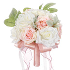 Silk Artificial Wedding Bouquet for Bride & Bridesmaids | Bridal Bouquet Wedding Decor in Blue Pink Champagne