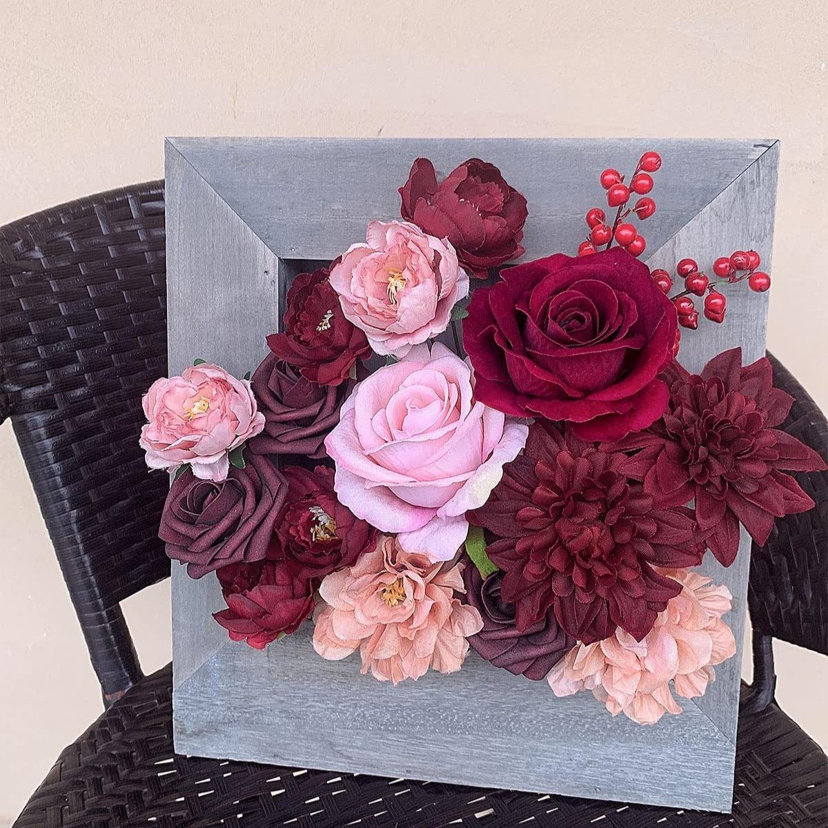 Artificial Dahlia Flowers Bulk | DIY Wedding Bouquet Bridal Shower Party Centerpiece & Home Decor in Pink Orange Wine Red White 5 Colors