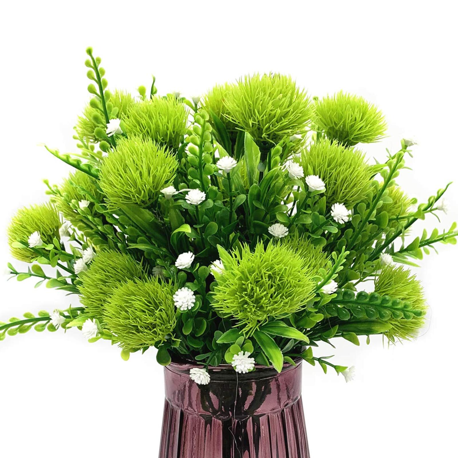 Artificial Dandelion Flower Bush | Wedding Bouquet Home Garden Party Decor in White Green Purple
