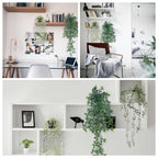 Artificial Hanging Potted Plants | Home Office Bedroom Kitchen Patio Bathroom Bookshelf Indoor & Outdoor Decor in Green Light Green