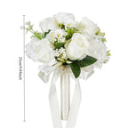 Artificial Rose Bridal Bridesmaid Bouquet | Wedding Church Valentine's Day in Champagne White