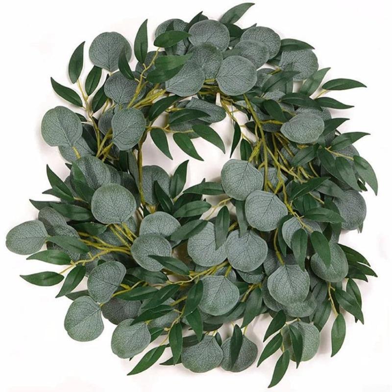 Artificial Willow Eucalyptus Rattan Wall Hanging Set of 2 | Wedding Backdrop Boho Home Decor Style A & B