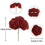 Glitter Artificial Roses 60pcs with Stems | Wedding Bouquet Cake Topper Party & Home Decor in Gold Grey Red