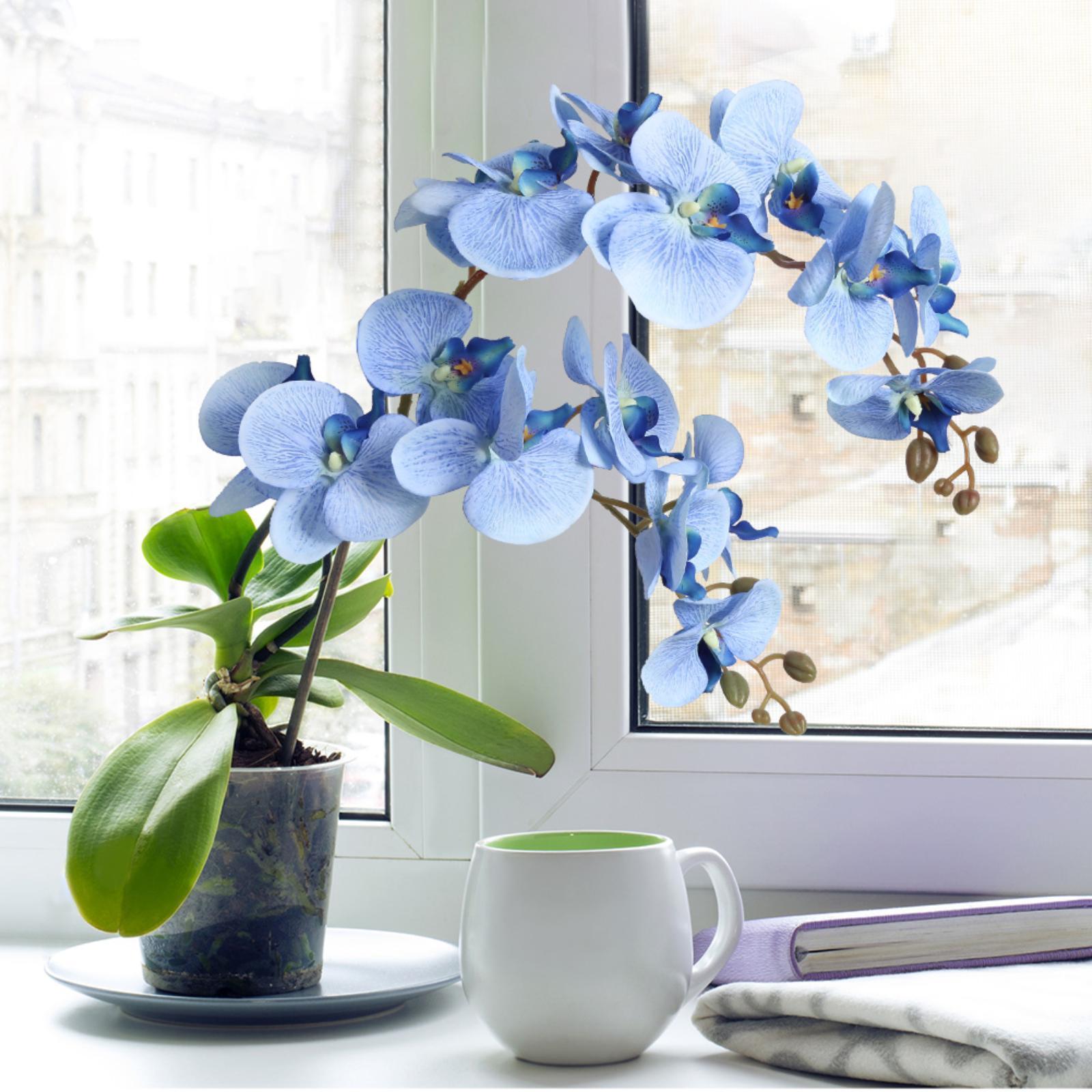 Velvet Orchid Artificial Flowers 6pcs 38 Inch Long Stem | Tall Vase Wedding Centerpiece & Home Decor in 13 Colors