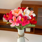 Crochet Flowers Handmade Bouquet | Decorative Floral Arrangement for Room Anniversary Birthday Wedding & Celebration Gift in Orange Pink White Red
