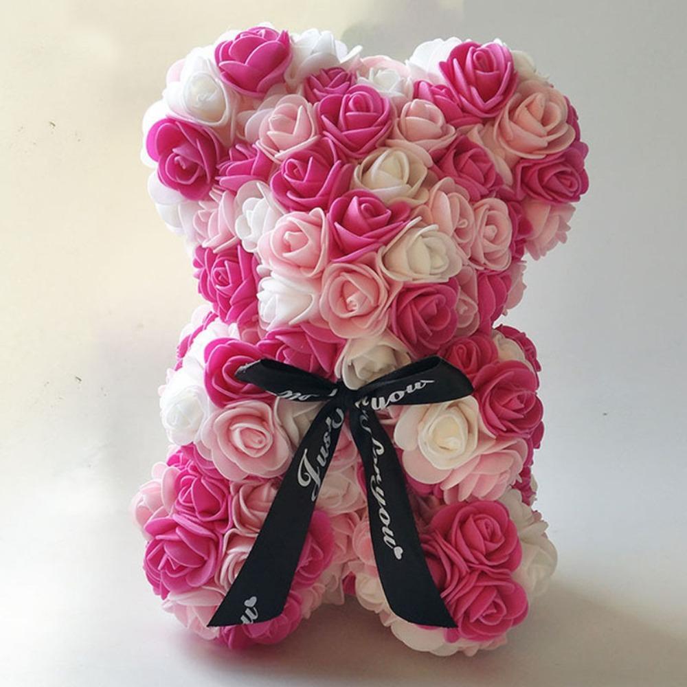 Foam Rose Teddy Bear with Gift Box |5.9" Valentine's Day Birthday Gift for Her