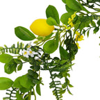 Artificial Lemon Garland with Fairy Lights | Greenery Vine Faux Fruit White Yellow Flowers for Home Garden & Wedding Decor