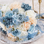 Boho Rustic Artificial Wedding Toss Bouquet | Blue Faux Flower for Ceremony Anniversary Bridal Keepsake & All Seasons
