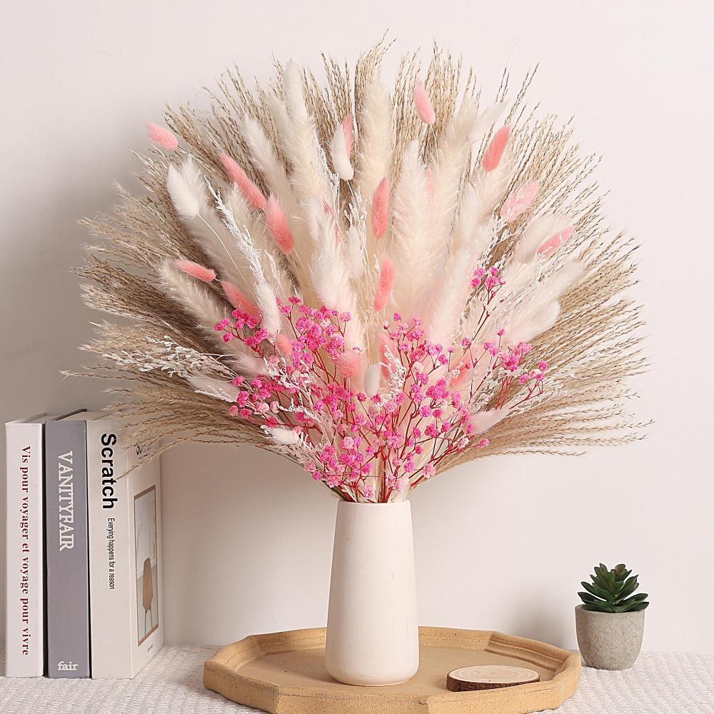 Blush Pink Dried Pampas Grass Bouquet | Natural Boho Wedding Home Farmhouse Decor Centerpiece