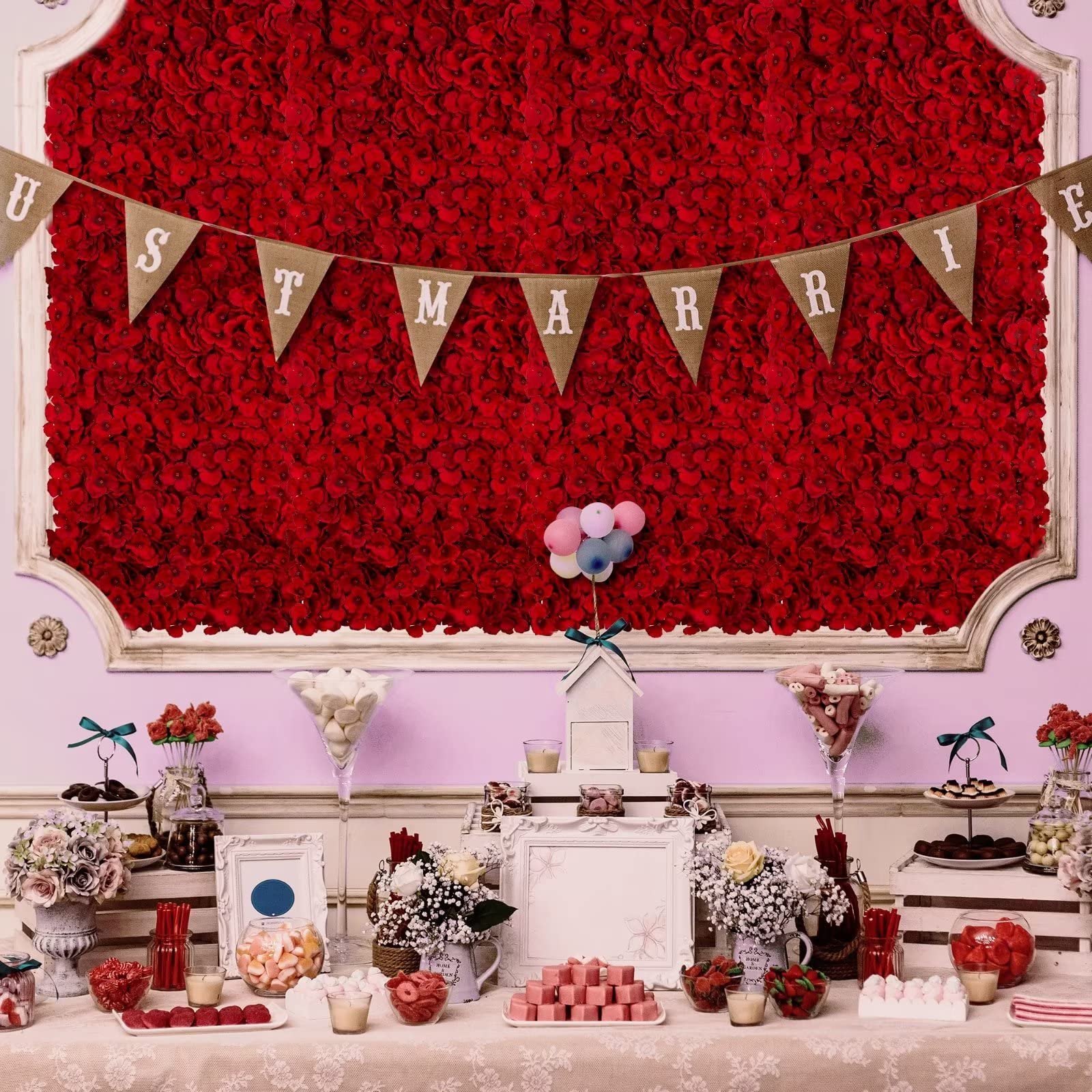 Artificial Hydrangea Flower Mat | DIY Wedding Backdrop Wall Party Home Decor | 12 Colors