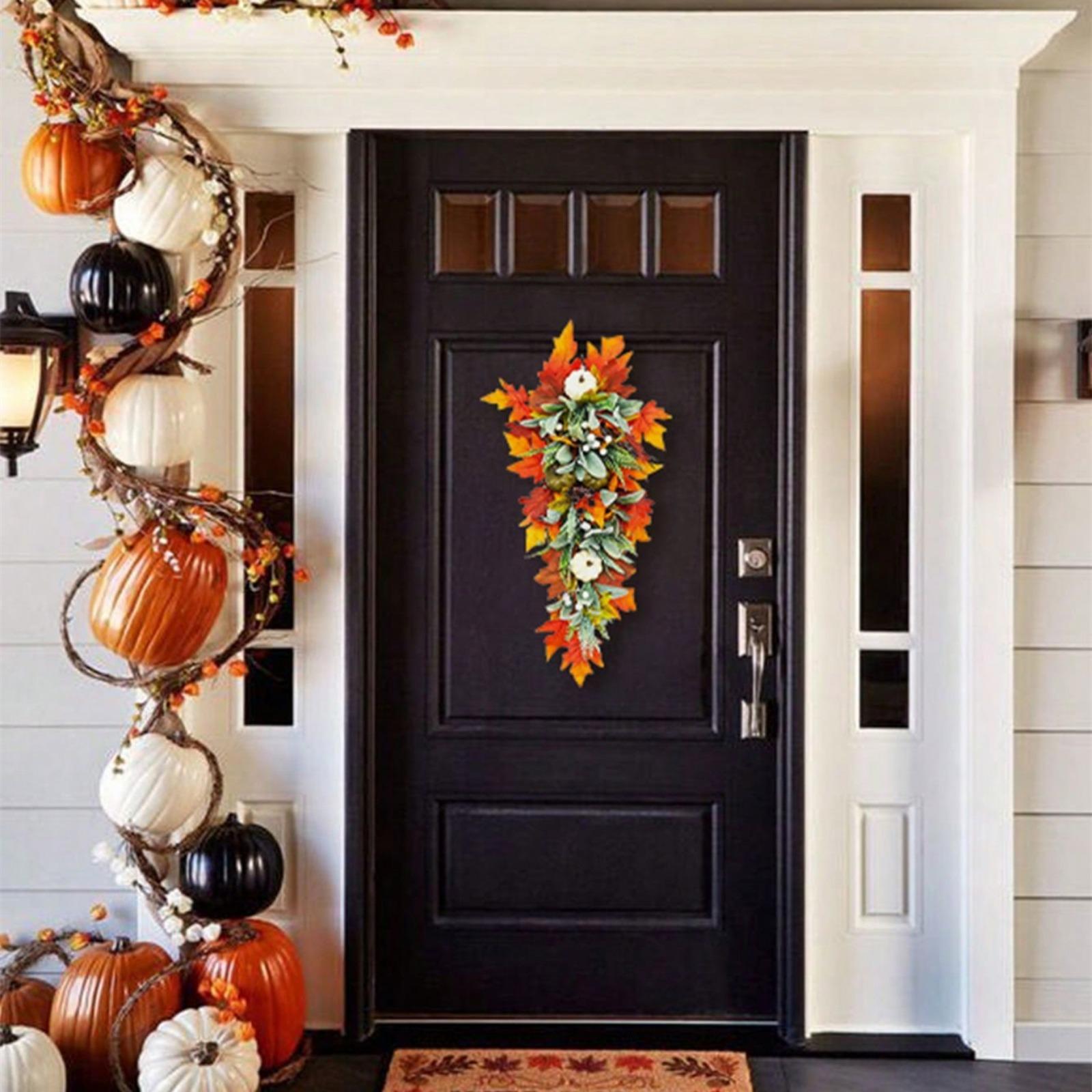 Collection of sunflower pumpkin maple leaf door swag for autumn fall front by IPOPU