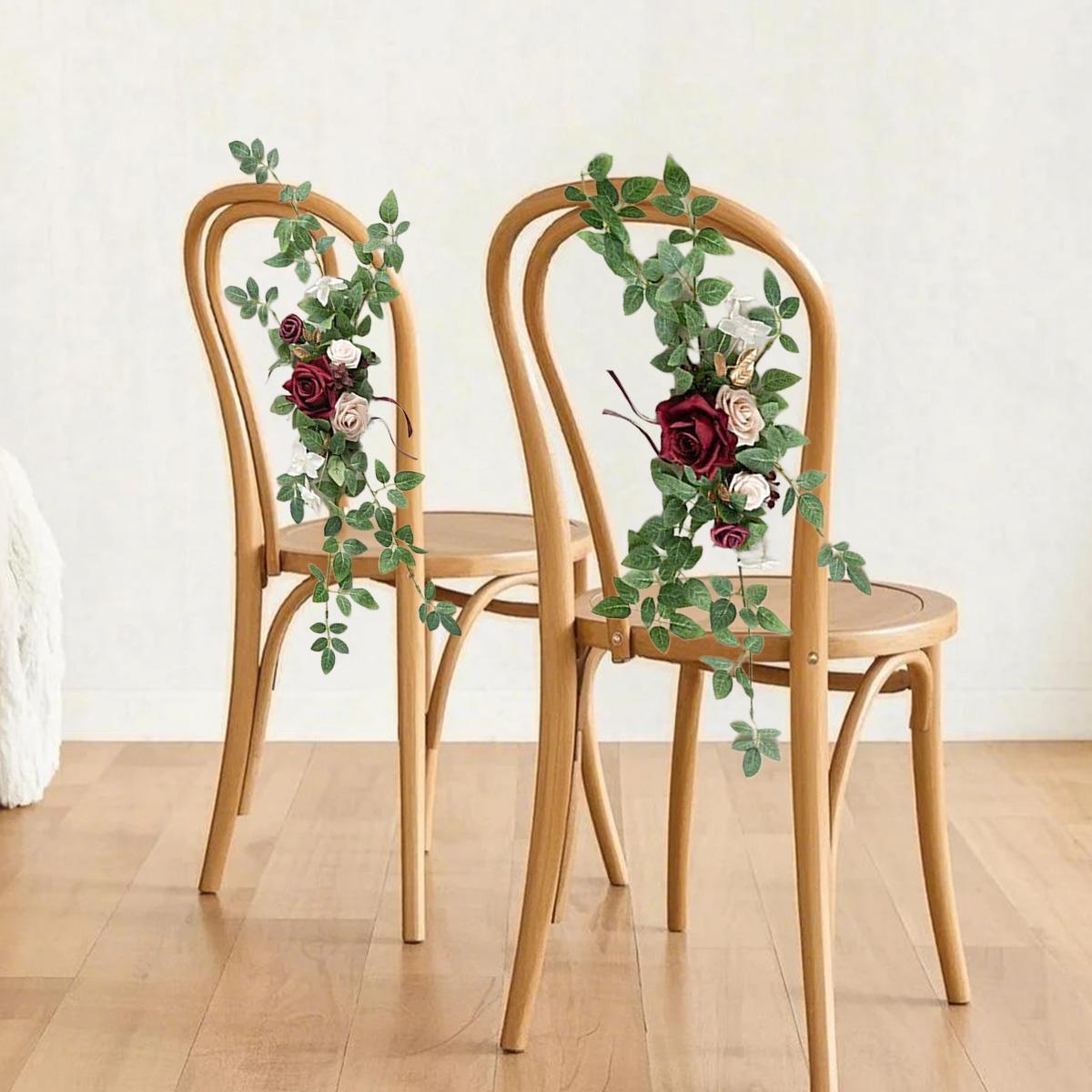 Artificial Pew Flowers Aisle Floral Swag 2pcs | Wedding Chair Ceremony Reception Church & Outdoor Decor in Provence Blue Purple