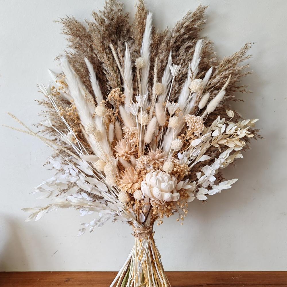 Natural Dried Cortaderia Selloana Mixed Flower Bouquet | Wedding Coffee Table Farmhouse & Home Decor