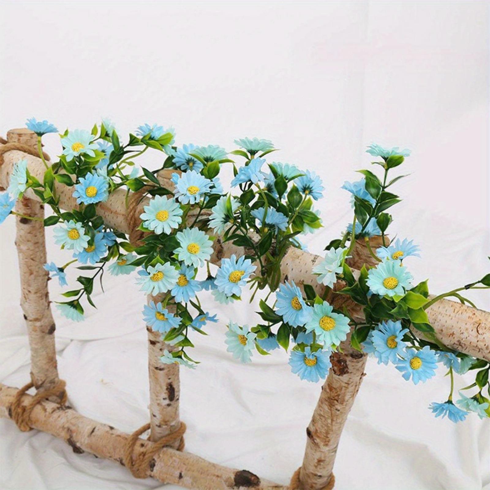 2 Pcs 6.9ft Flower Garland Artificial Daisy Flowers Vine Hanging Vines Flowers Spring Flower Vine Green Leaves Wall Party Wedding Arch Floral Indoor Outdoor Deco