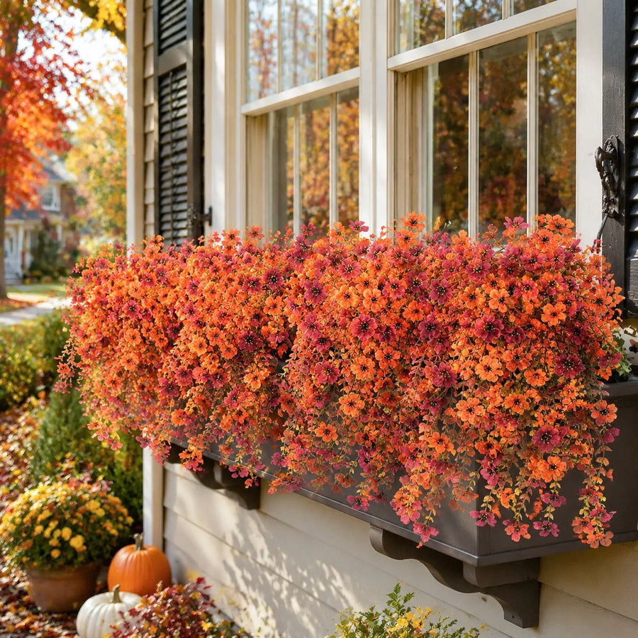 Artificial Fall Mum Hanging Bush – Set of 2, 30x40cm