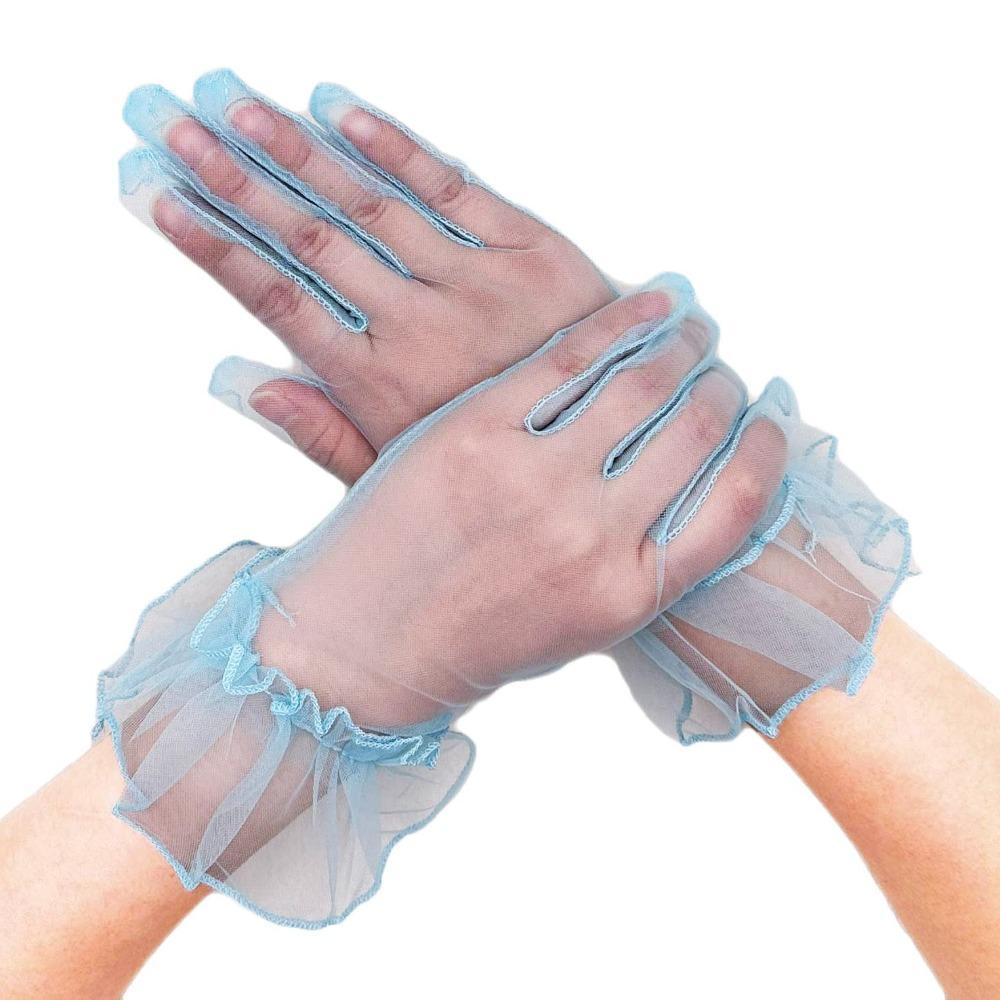 Women's Ruffled Tulle Short Gloves | Tea Party Wedding Evening Wrist Gloves in 5 Colors