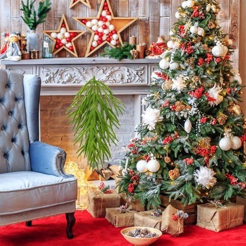 Artificial Green Christmas Wreath, Real Touch Pine Needle Wreath for Front Door, Porch, Window, Wall, Indoor/Outdoor Holiday Decor