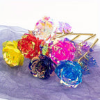Gold Foil Rose Flower Box | Romantic Gift for Her Valentine's Day Anniversary & Birthday in Blue Pink Colorful