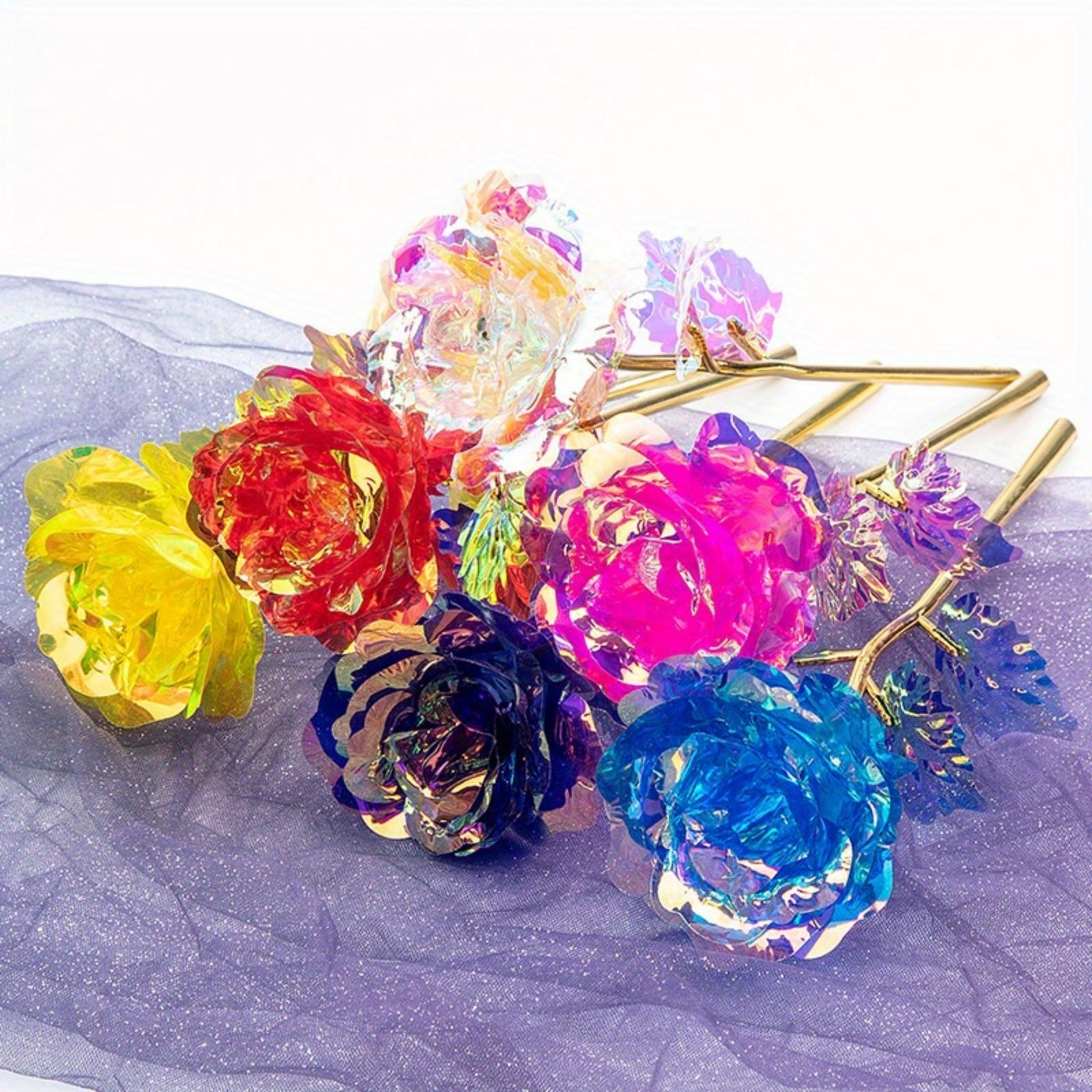 Gold Foil Rose Flower Box | Romantic Gift for Her Valentine's Day Anniversary & Birthday in Blue Pink Colorful