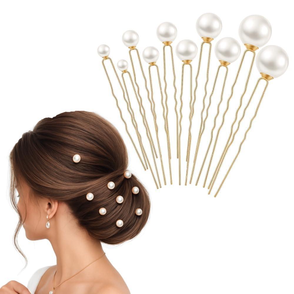 U-Shaped Pearl Hair Pins Set of 36 | Gold & Silver Bridal Bobby Pins for Wedding Prom Updo