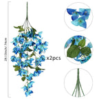 Artificial Bougainvillea Hanging Flowers 2pcs | UV Resistant Silk Vine for Garden Yard Porch Patio Wedding & Home Outdoor Decor in Pink Purple White Blue Orange