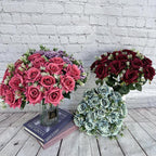 18-Head Artificial Ice Heart Corner Rose Bouquet | Valentine's Day Wedding Home Desktop & DIY Decor in Red Pink White Yellow