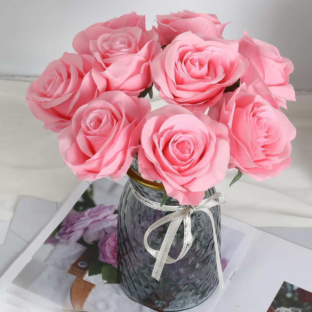 Bulk Roses with Leaves and Stems 20pcs | DIY Wedding Bouquet Centerpiece Wreath Garland & Party Decor in 10 Colors