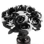 Collection of black & white roses with stems for 10pcs gothic wedding by IPOPU