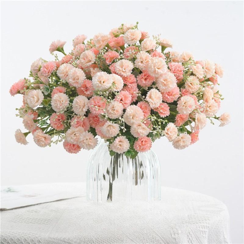 Bulk Carnation Artificial Flowers with Stems | Wedding Home Hotel & Outdoor Decor in Orange Pink Purple White Champagne 5 Colors