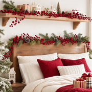 6 Ft Burgundy Red Velvet Ball Garland with Vintage Beads