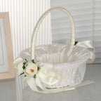 Elegant Wedding Flower Basket with Bowknot Design | Lightweight Handheld Petal Basket for Wedding Banquet & Party in Style A B