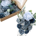 Navy blue artificial flower set with stems for wedding table decor