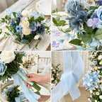 Dusty Blue Bridal Bouquet | Blue White Artificial Wedding Flowers Bride Bridesmaid