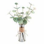 Artificial Eucalyptus Stems in Glass Vase with Faux Water | Faux Greenery for Bathroom Desk Shelf Coffee Table Decor