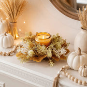 Cream Berry Thistle Maple Fall Candle Ring – Set of 4
