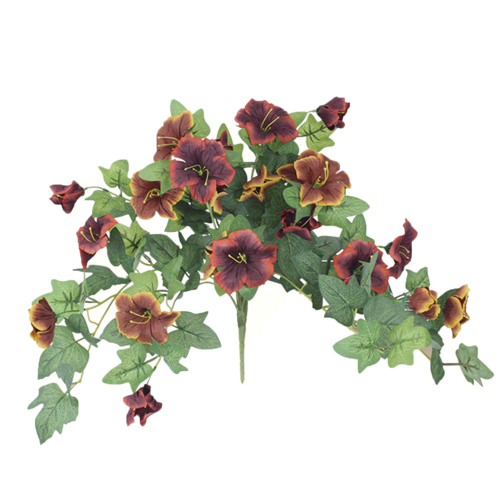 Artificial Hanging Flowers Plants with Basket for Outdoors, Artificial Petunias UV Resistant Petunias Fake Flowers for Outdoor Garden Porch Balcony Decoration