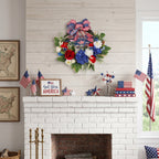 250th Anniversary Patriotic Wreath USA 1776-2026 | Red White Blue Rose & Flag Bow Front Door Decor for 4th of July Memorial Day Home Porch Wall Art