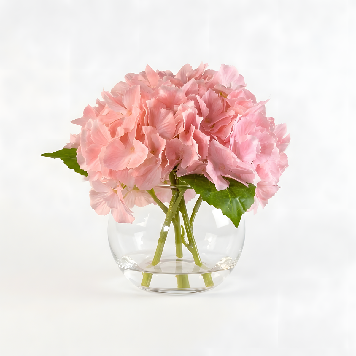 Artificial Hydrangea Flowers in Glass Vase | Lifelike Faux Floral Arrangement for Home Office Dining Table Decor