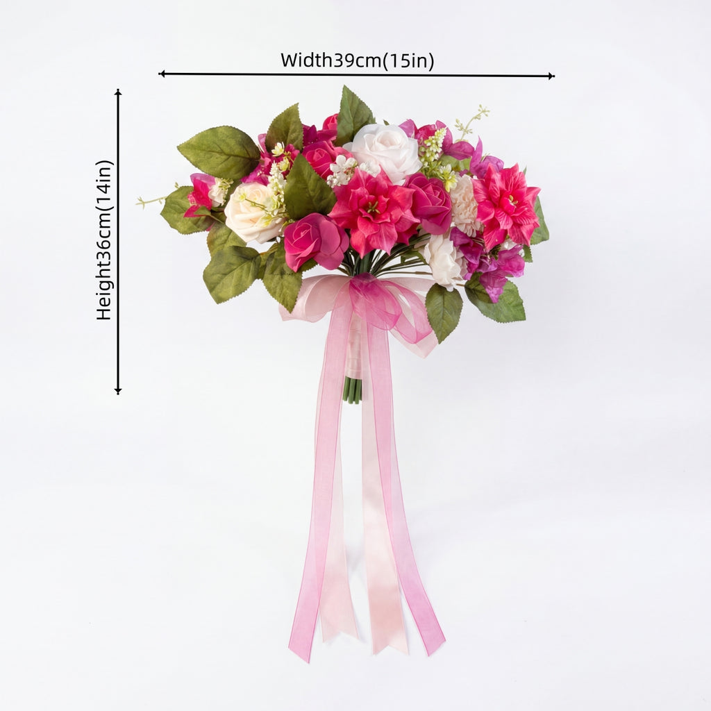Pink Blush Rose & Peony Bouquet with Eucalyptus | Wedding Bridal Shower Home Decor