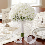 White Hydrangea Wedding Bridal Bouquet, Bridesmaid Bouquet Artificial Wedding Hydrangea Bouquet, Fake Flowers for Home Indoor Outdoor DIY Floral Wedding Flower Bouquets Kitchen Table Centerpiece Decor