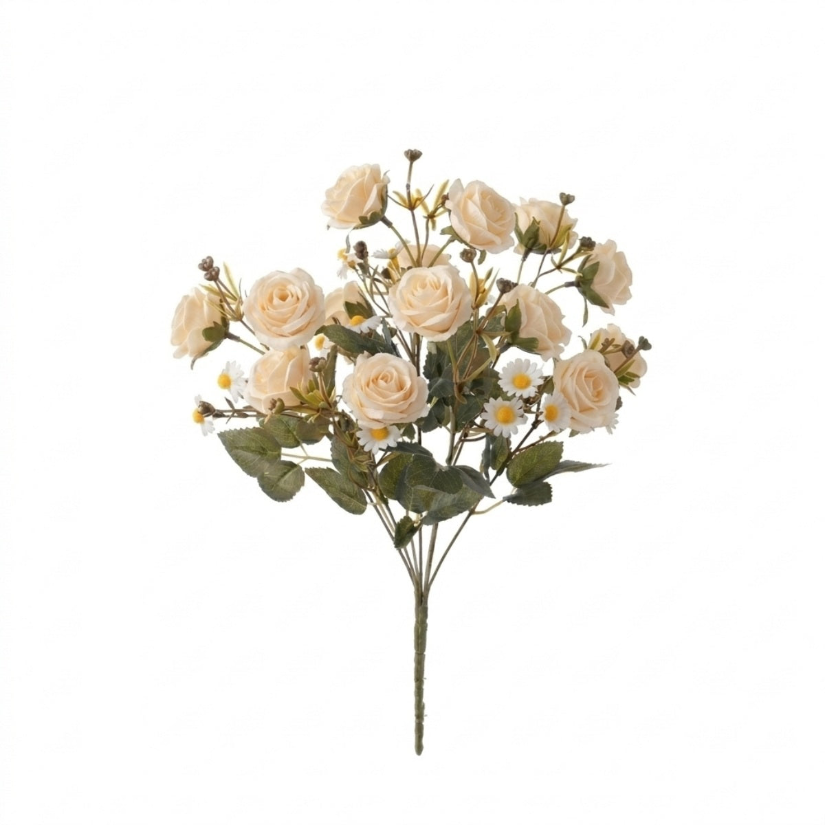 Artificial rose daisy bouquet 2pcs beige UV resistant faux flowers for outdoor garden porch window box balcony decor