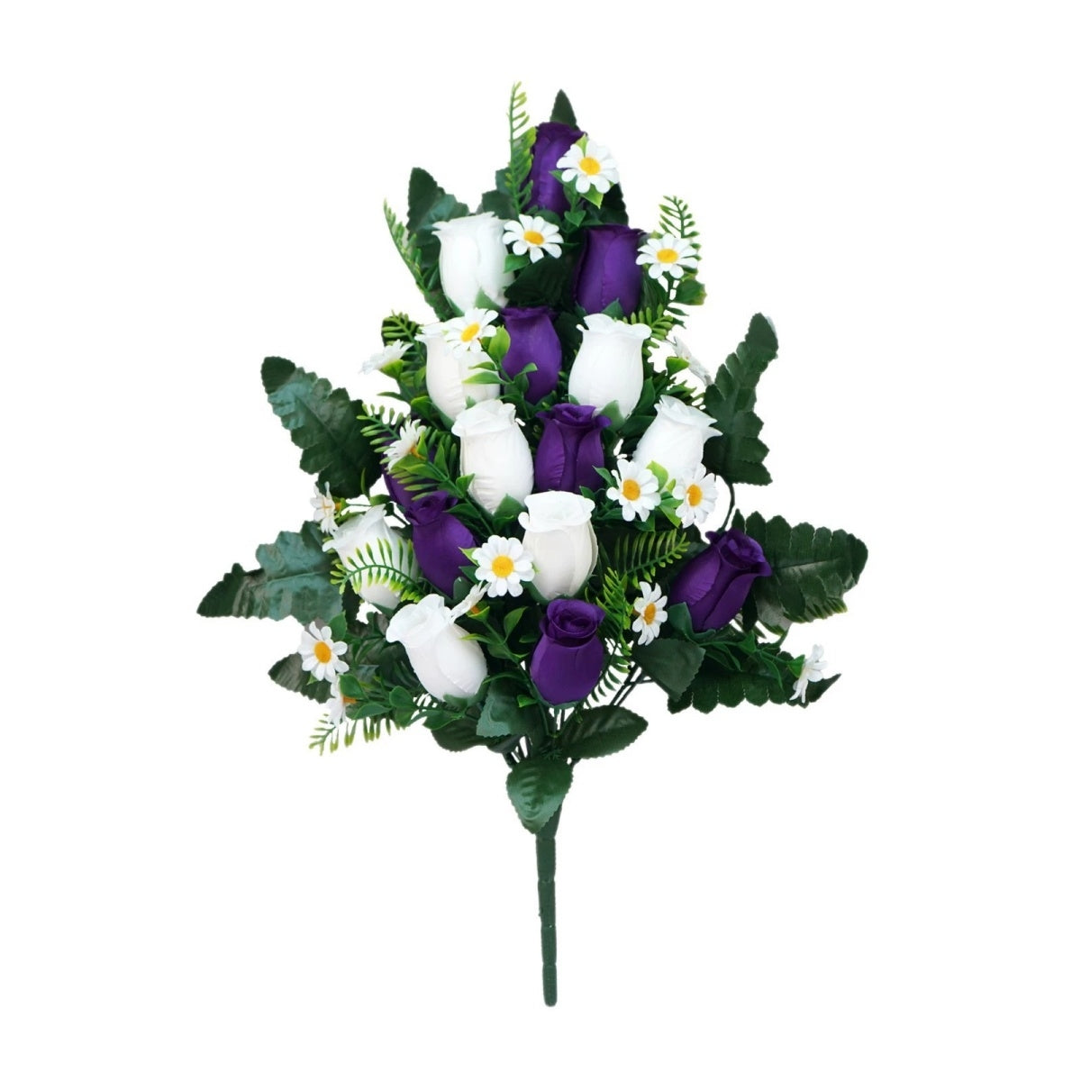 Artificial cemetery flowers light purple memorial roses bouquet with vase for gravesite decoration
