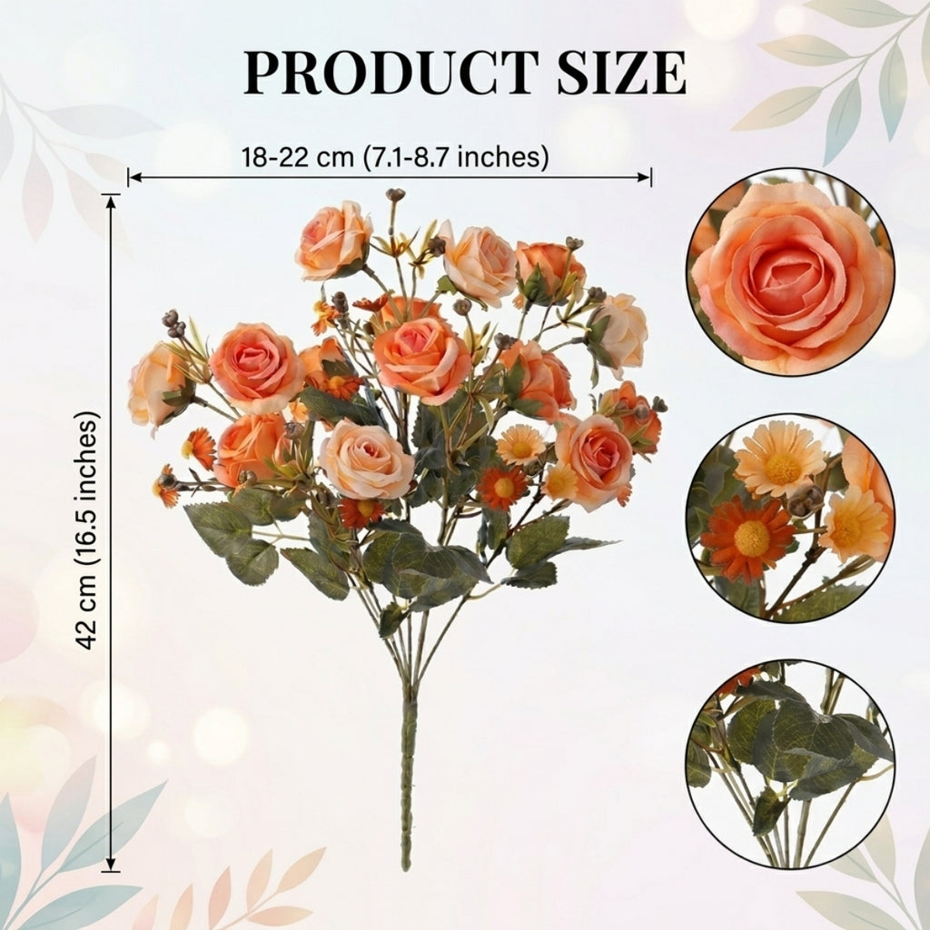 Rose & daisy bouquet UV resistant 2pcs arranged for 5 colors faux flower by IPOPU